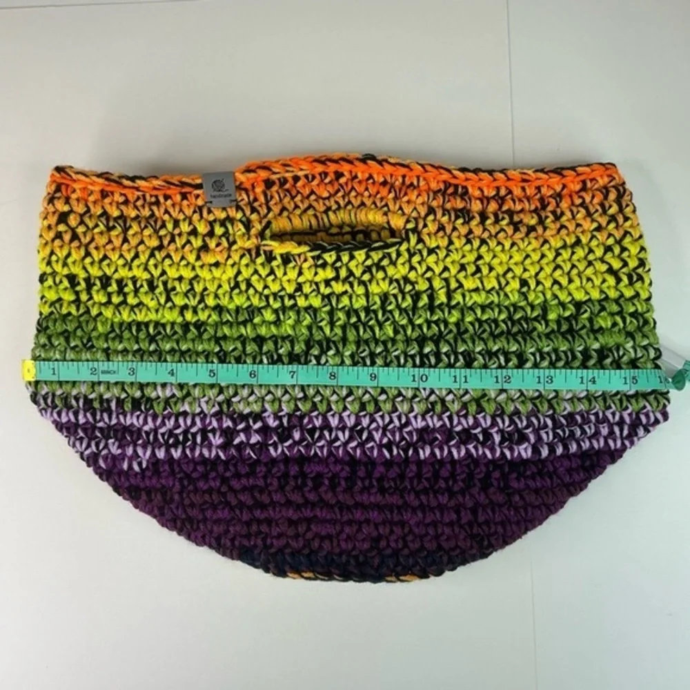 Handcrafted Multicolor Crochet Scrap Woven Tote Bag Basket Storage Handmade Knit